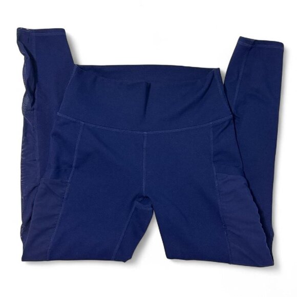 Fabletics Pants - Fabletics Navy Blue Leggings with Side Mesh and Pockets Women’s Athletic Bottoms